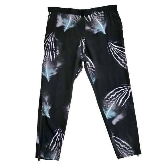All Saints Helena Piuma Silk Trouser Feathers Print Size 2 Black Artsy Statement - Picture 3 of 16